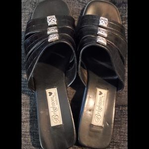 Brighton Brandy Block Slip On Open Toe Sandals Leather Size 10